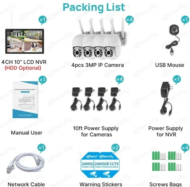 Bežični CCTV sistem, 4x PTZ kamere 5MP monitor od 10,1" - Slika 2