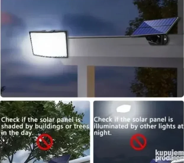 Led solarni reflektor sa odvojivim panelom i 5m kabla - Slika 5