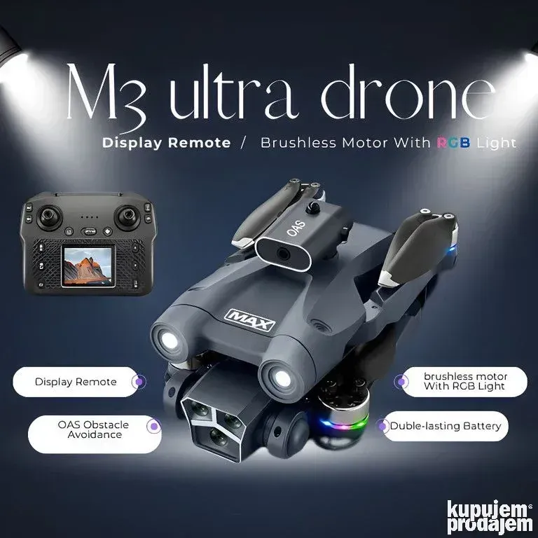 M3 Ultra dron brushless GPS 3 x FHD kamera 25min sa ekranom - Slika 3