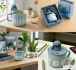 Poklon set keramička solja sa drskom i poklopcem STITCH - Slika 5