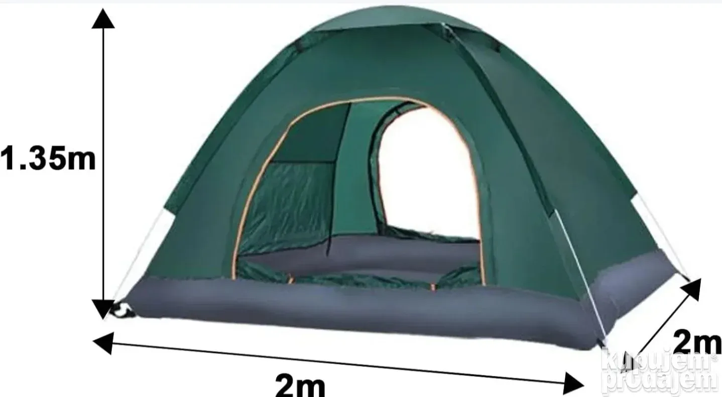 Sator Za 4 Osobe Veliki 200x200x135 Zeleni i bez - Slika 4