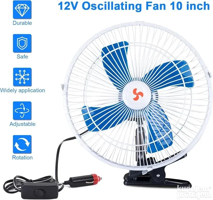 Ventilator za hlađenje automobila 12V 25W sa stipaljkom - Slika 1