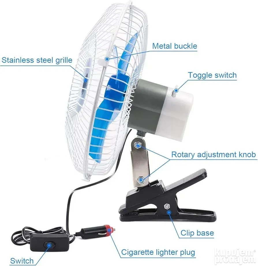 Ventilator za hlađenje automobila 12V 25W sa stipaljkom - Slika 4