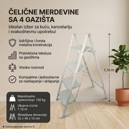Merdevine Alu merdevine sklopive 4 siroka stepenika