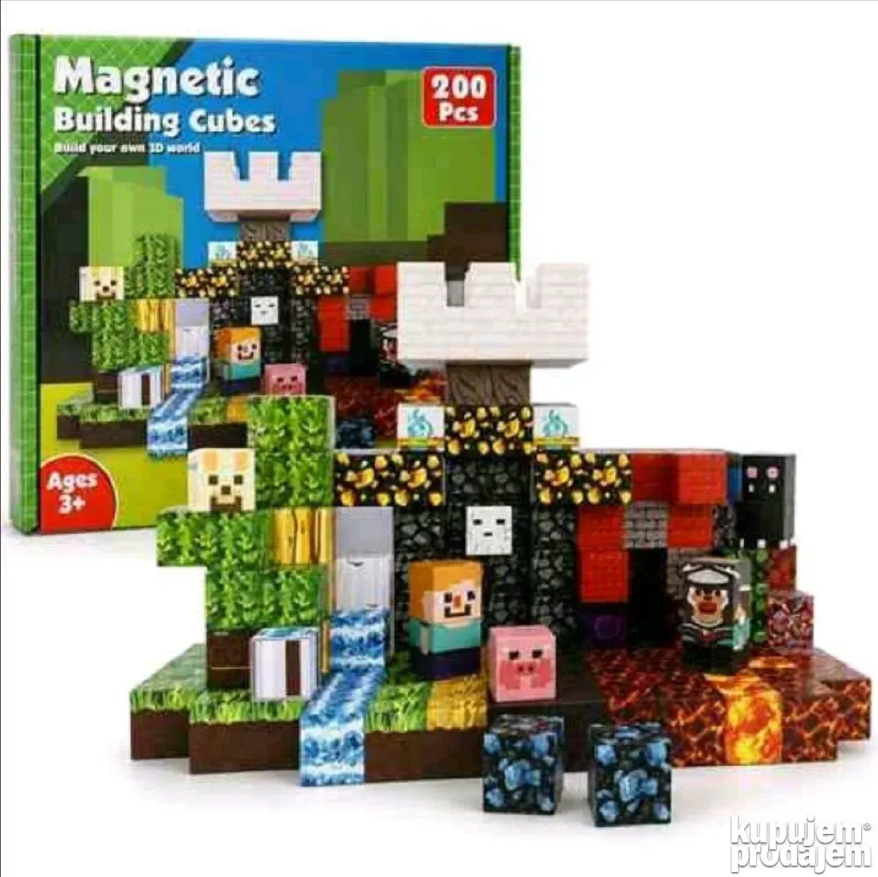 Magnetne Minecraft kocke za igru Mega set od 200 delova - Slika 3