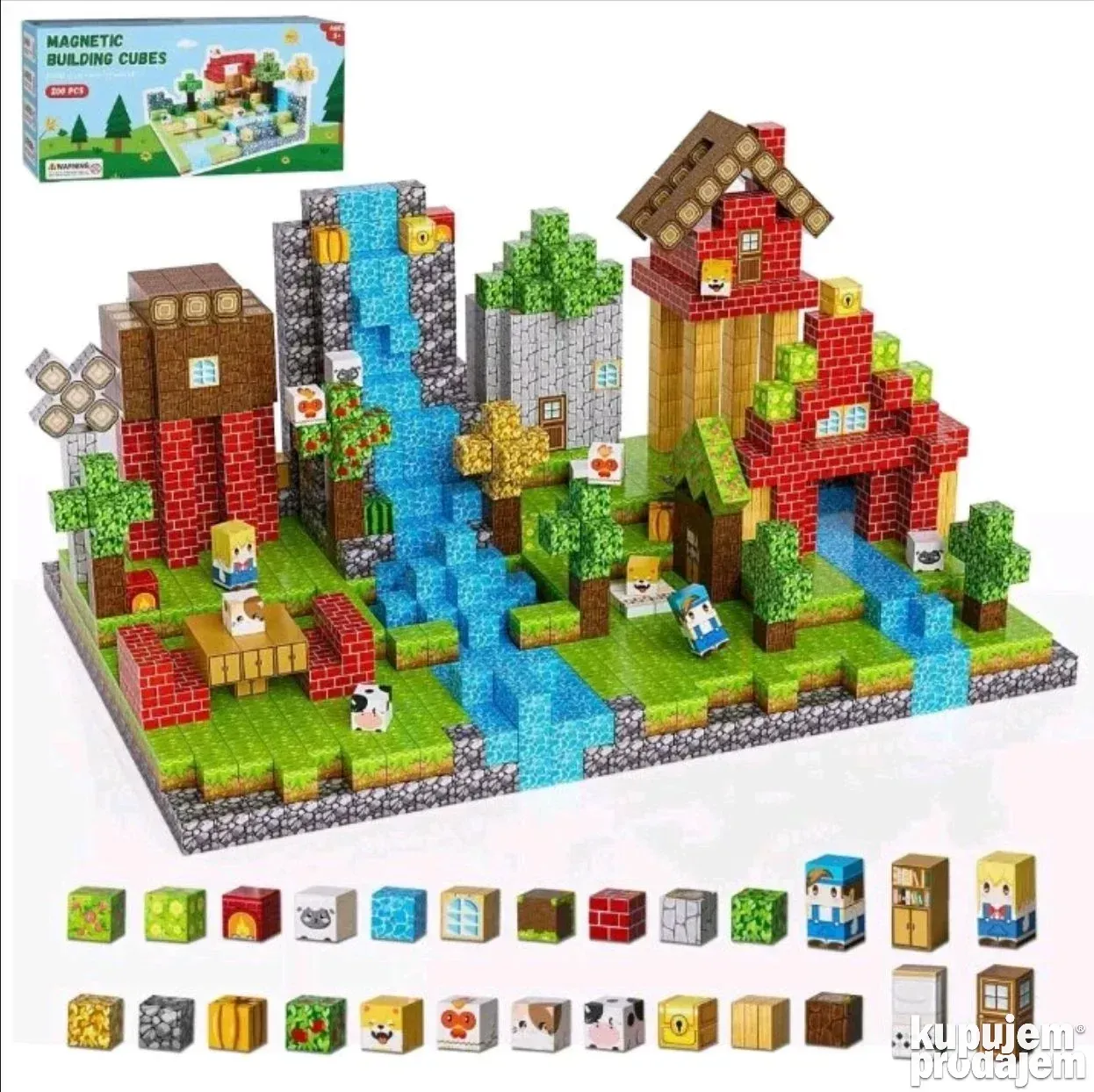 Magnetne Minecraft kocke za igru Mega set od 200 delova - Slika 5