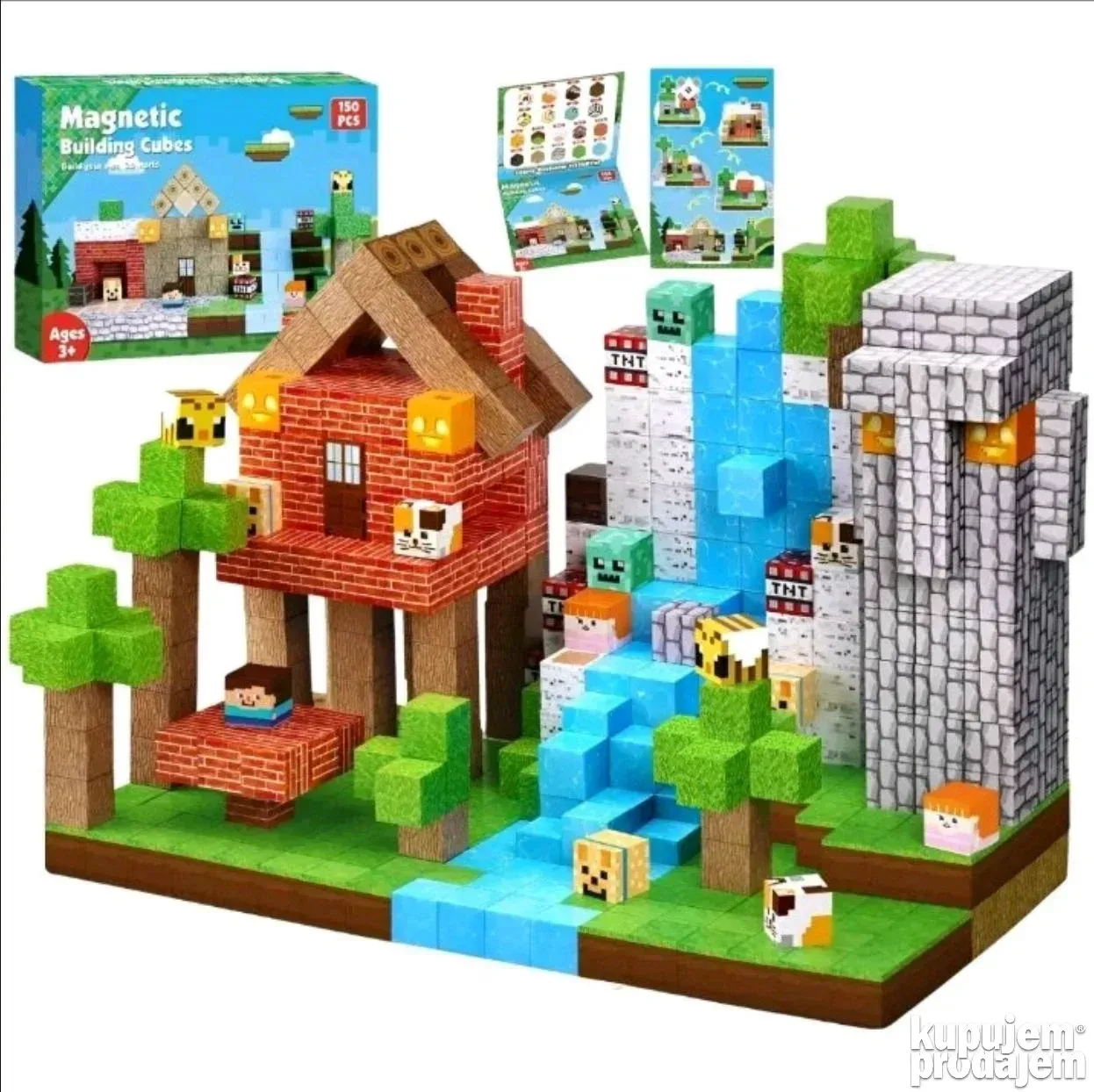 Magnetne Minecraft kocke za igru Mega set od 200 delova - Slika 6