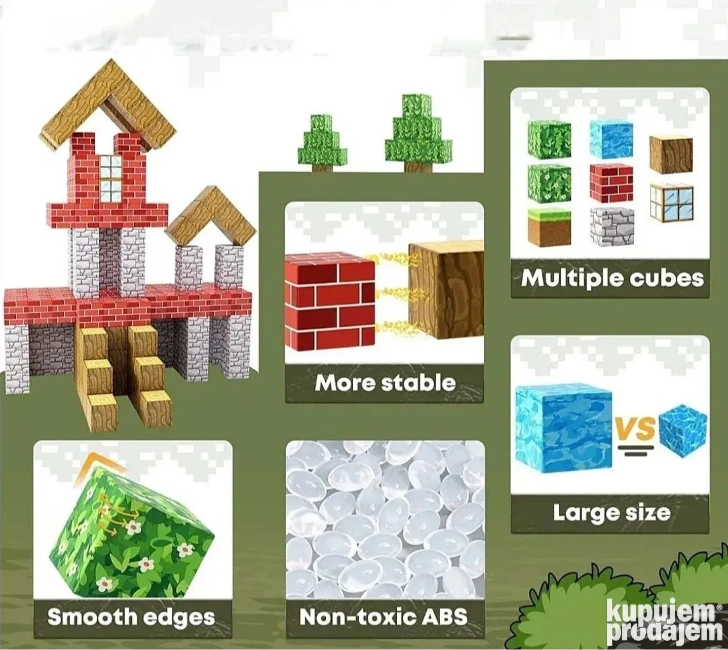 Magnetne Minecraft kocke za igru Mega set od 200 delova - Slika 8