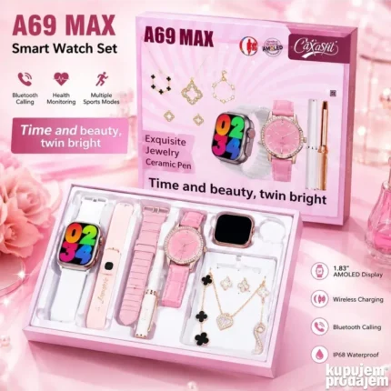 A69 MAX Smart i Analogni sat sa setom nakita