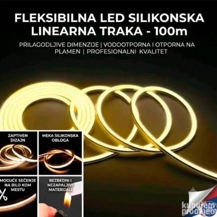 Fleksibilna LED Silikonska Linearna Traka 100m Vodootporna