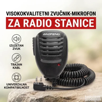 Baofeng Ručni Mikrofon sa Zvučnikom za Radio Stanice